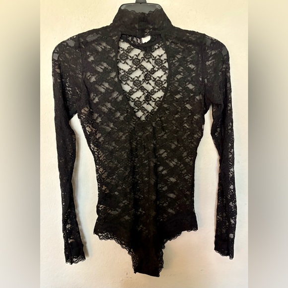 HM Black Lace Long Sleeve Body Suit Size S perfect whimsiegoth, romantic, femini - Picture 2 of 5